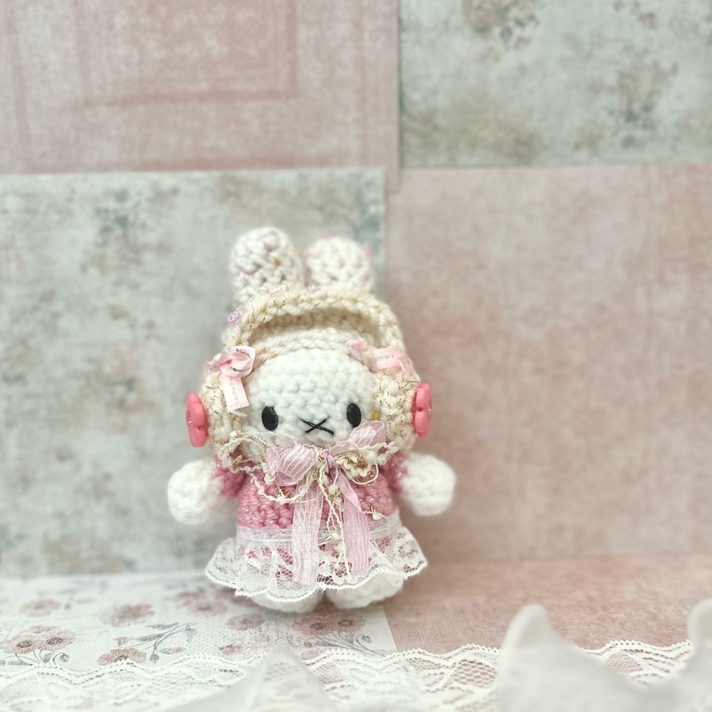“ Sold” Handmade crochet Miffy Bunny Plush Toy - Keychain/ bag charm